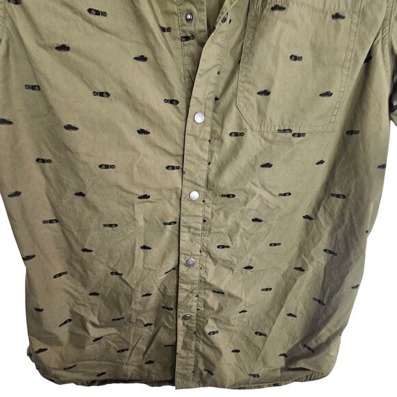 LA Police Gear Green All Over Print Snap Front Short Sleeve Shirt Men S - Picture 3 of 8